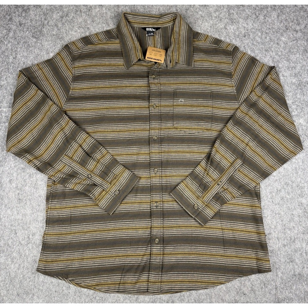 Eddie Bauer NWT Field Flannel Button Front Shirt Mens XXL Stretch $55 MSRP